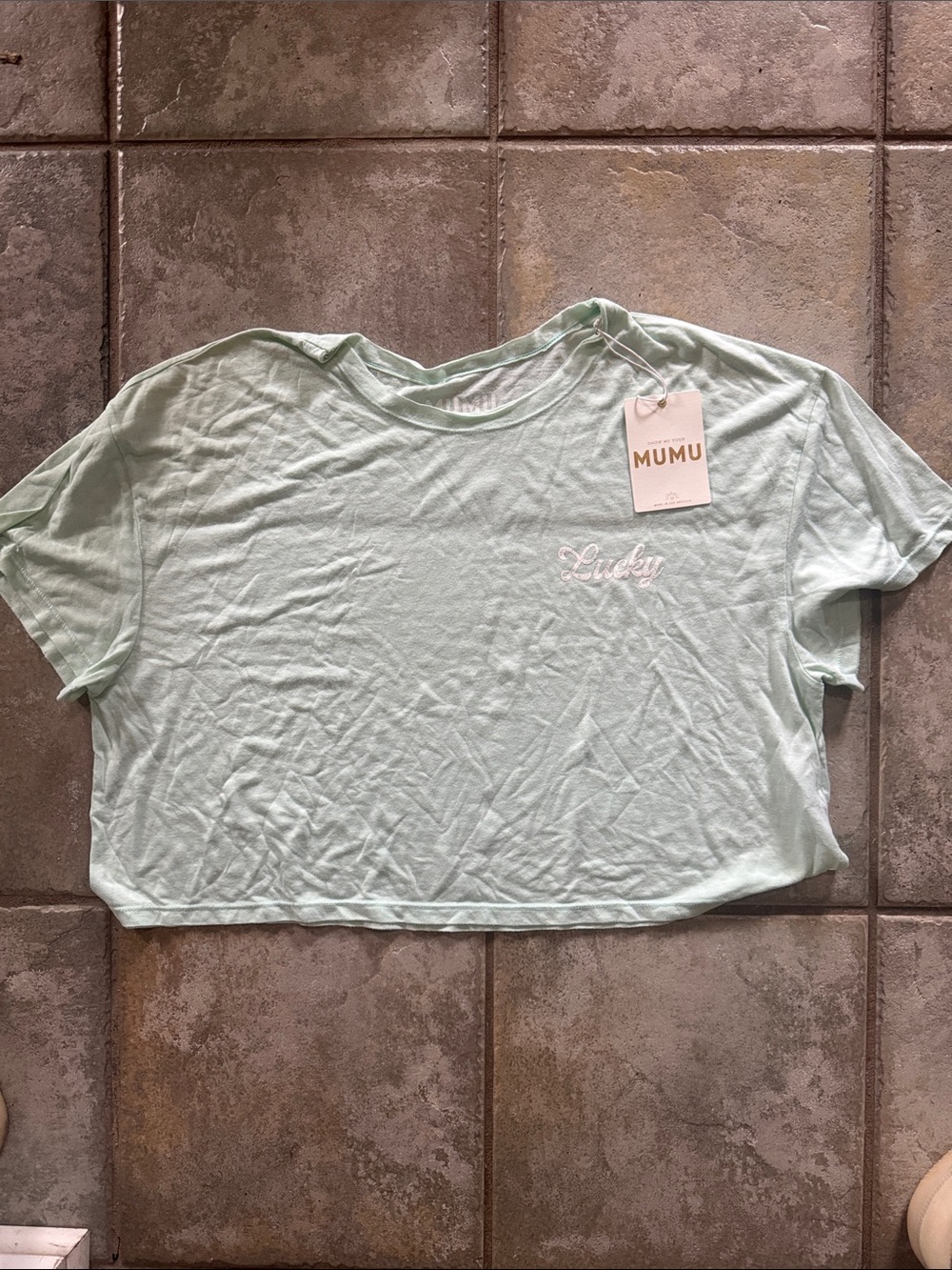 Show Me Your MuMu Mint 'Lucky' Cropped Tee
